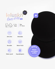 Reusable Round Silicone Nipple Covers PLUS - Black Edition Bare it All